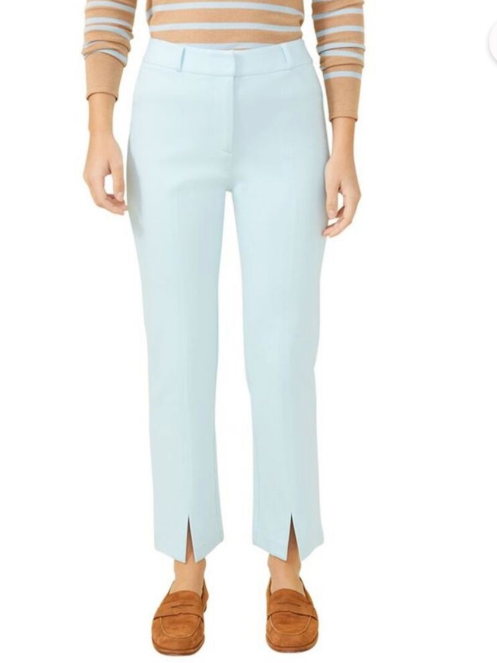 J. McLaughlin Sky Blue Cropped Split Hem Dress Pants